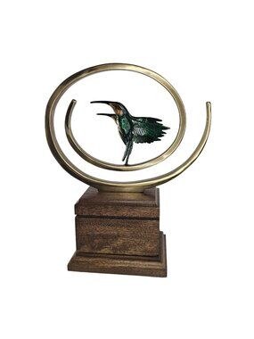 Decorative Metal & Wood Hummingbird Sculpture